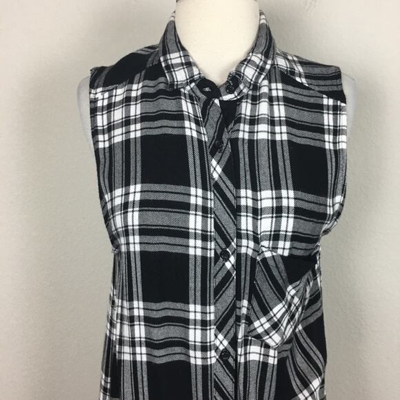 Rails Black White Plaid Soft Flannel Split Sides Duster Large - Picture 5 of 8
